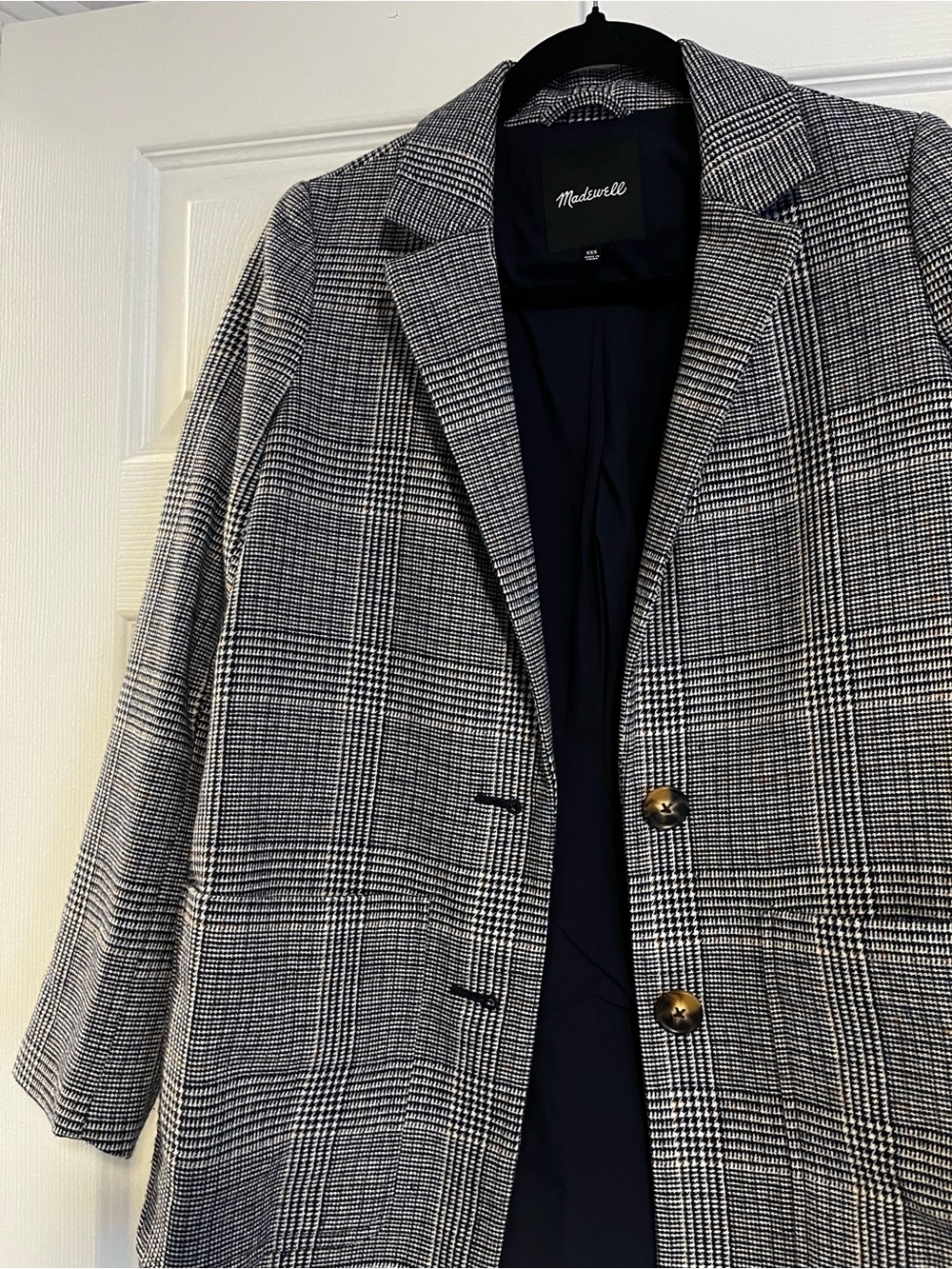 Madewell Black & White Glen Plaid Blazer